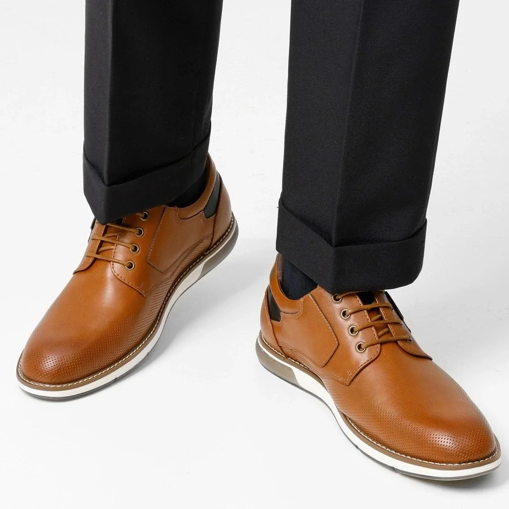 Bruno Marc Mens Modern Casual Oxford Shoes Brown Size 10.5W WIDE NEW
